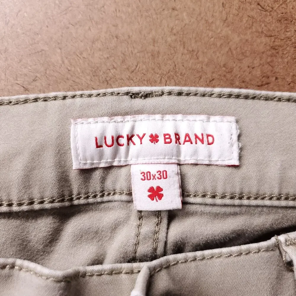 Lucky Brand 121 Slim Straight Pants Men 30x30 Tan‎ Stretch Chino Casual Workwear